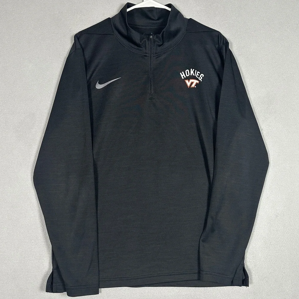 Virginia Tech Hokies Nike Shirt Mens Large Dri-FIT Black Quarter Zip Pullover